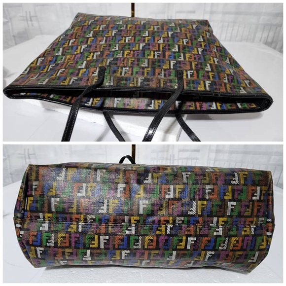 Authentic Fendi Multicolored Zucca Coated Canvas Large Roll Tote Bag - Picture 10 of 15